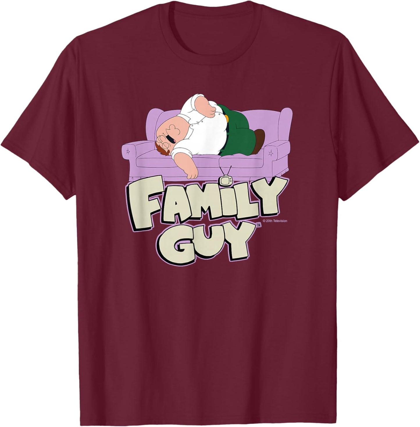 Family Guy Peter Griffin Couch Nap Small T-Shirt - T-Shirt | Maroon