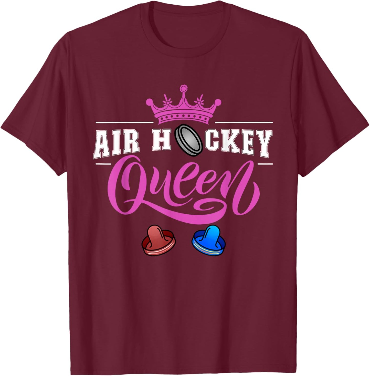 Air Hockey Queen Design For Air Hockey Lovers T-Shirt - T-Shirt | Maroon
