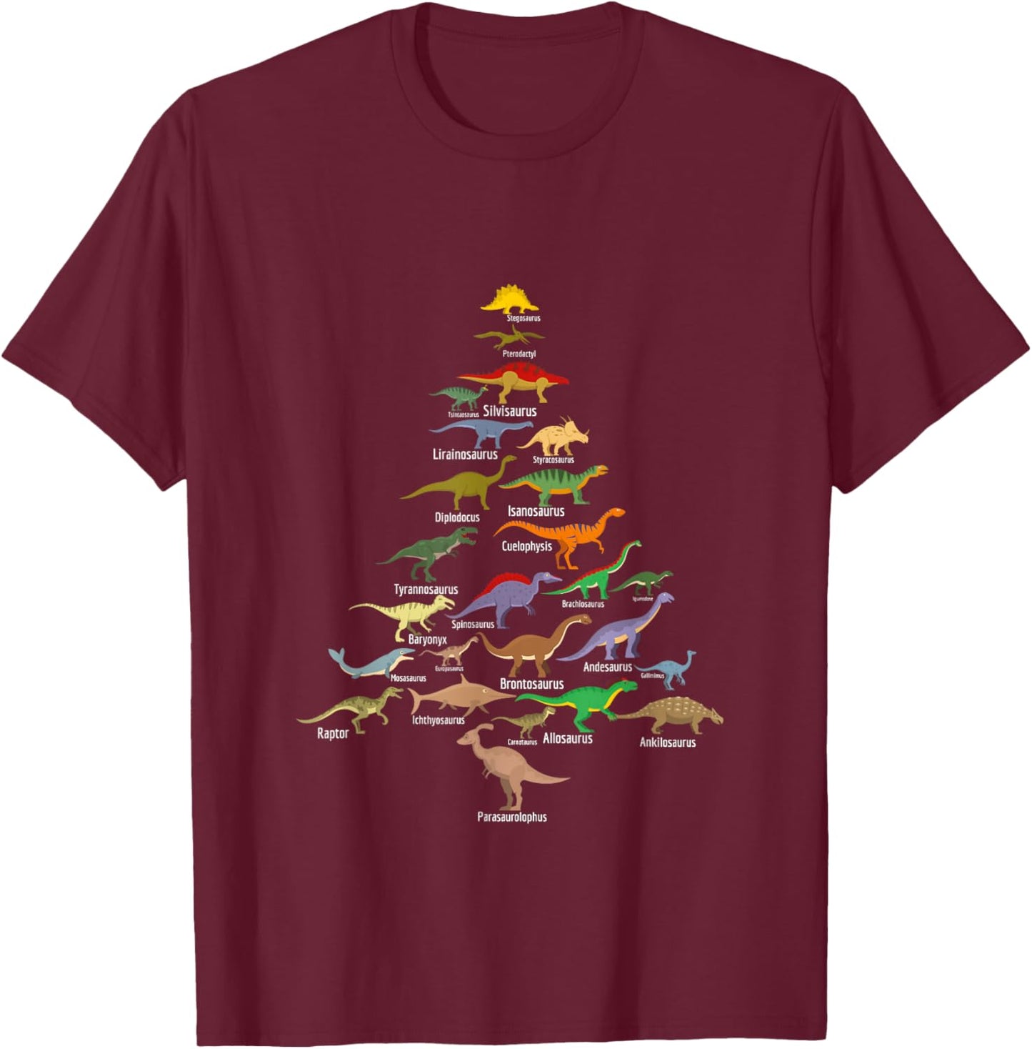 Dinosaur Christmas Tree Dino TRex Paleontologist Xmas Men T-Shirt - T-Shirt | Maroon