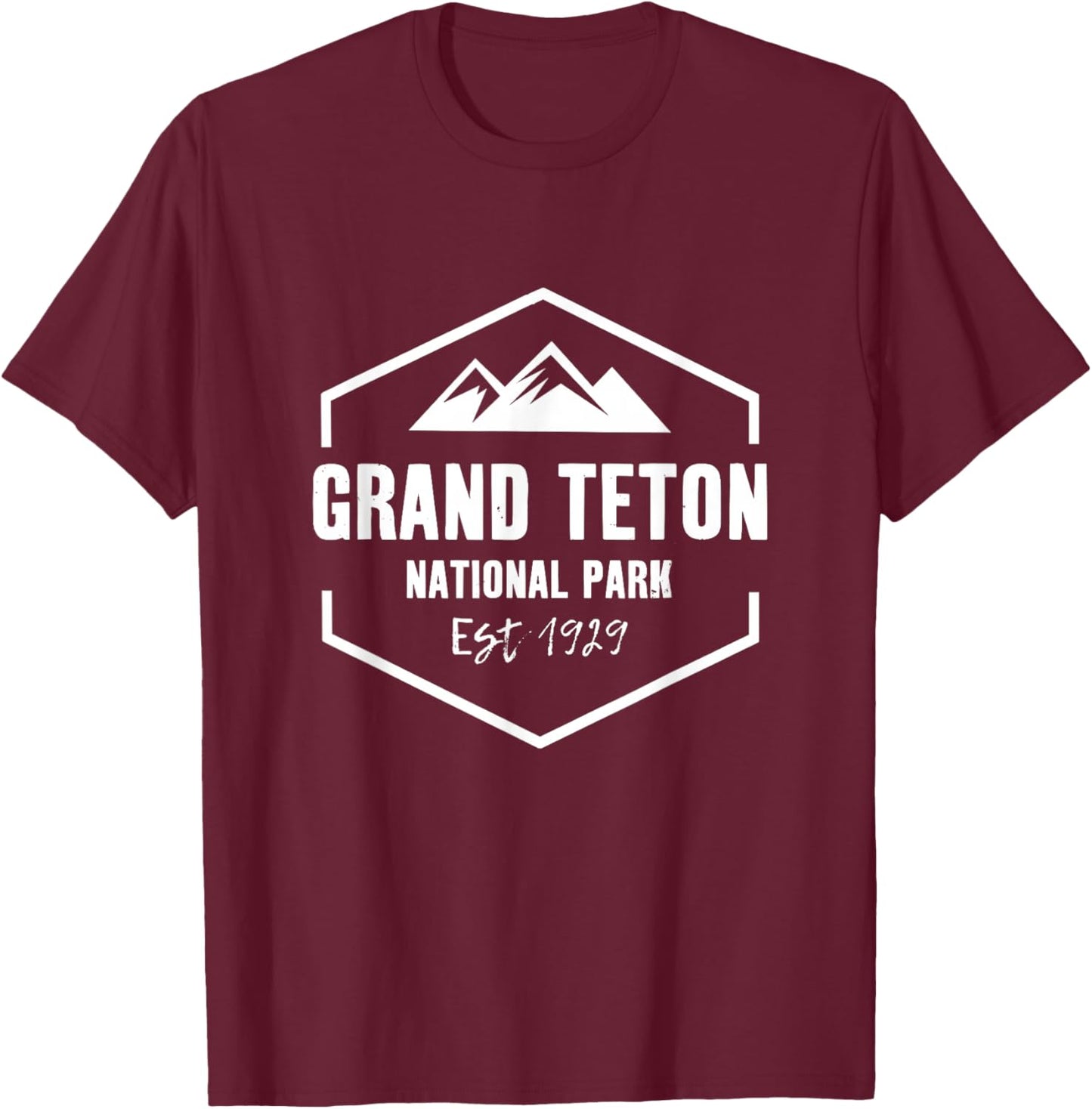 Grand Teton National Park Camping Outdoor T-Shirt - T-Shirt | Maroon