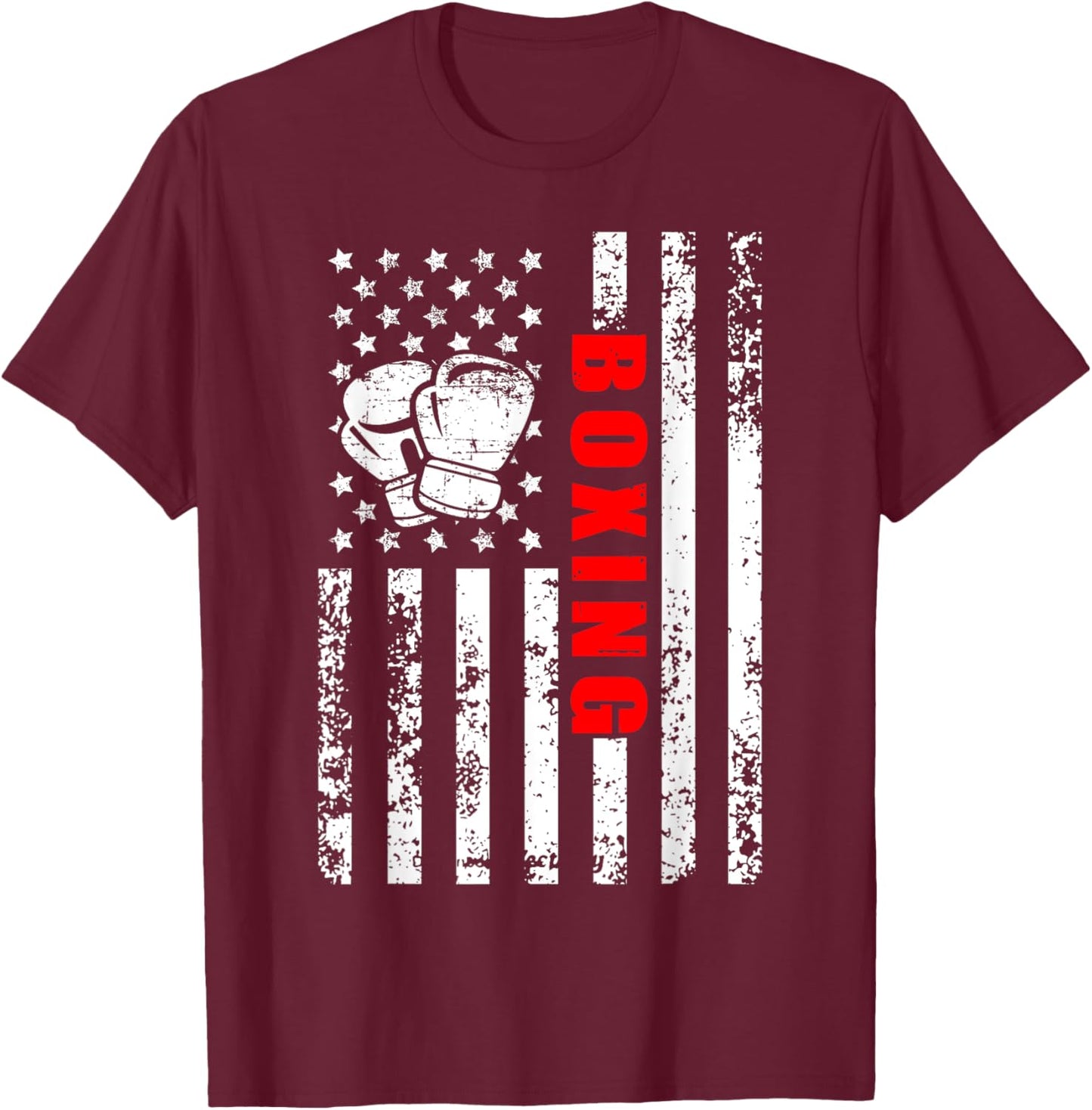 American Flag Boxing Patriotic Boxing T-Shirt - T-Shirt | Maroon