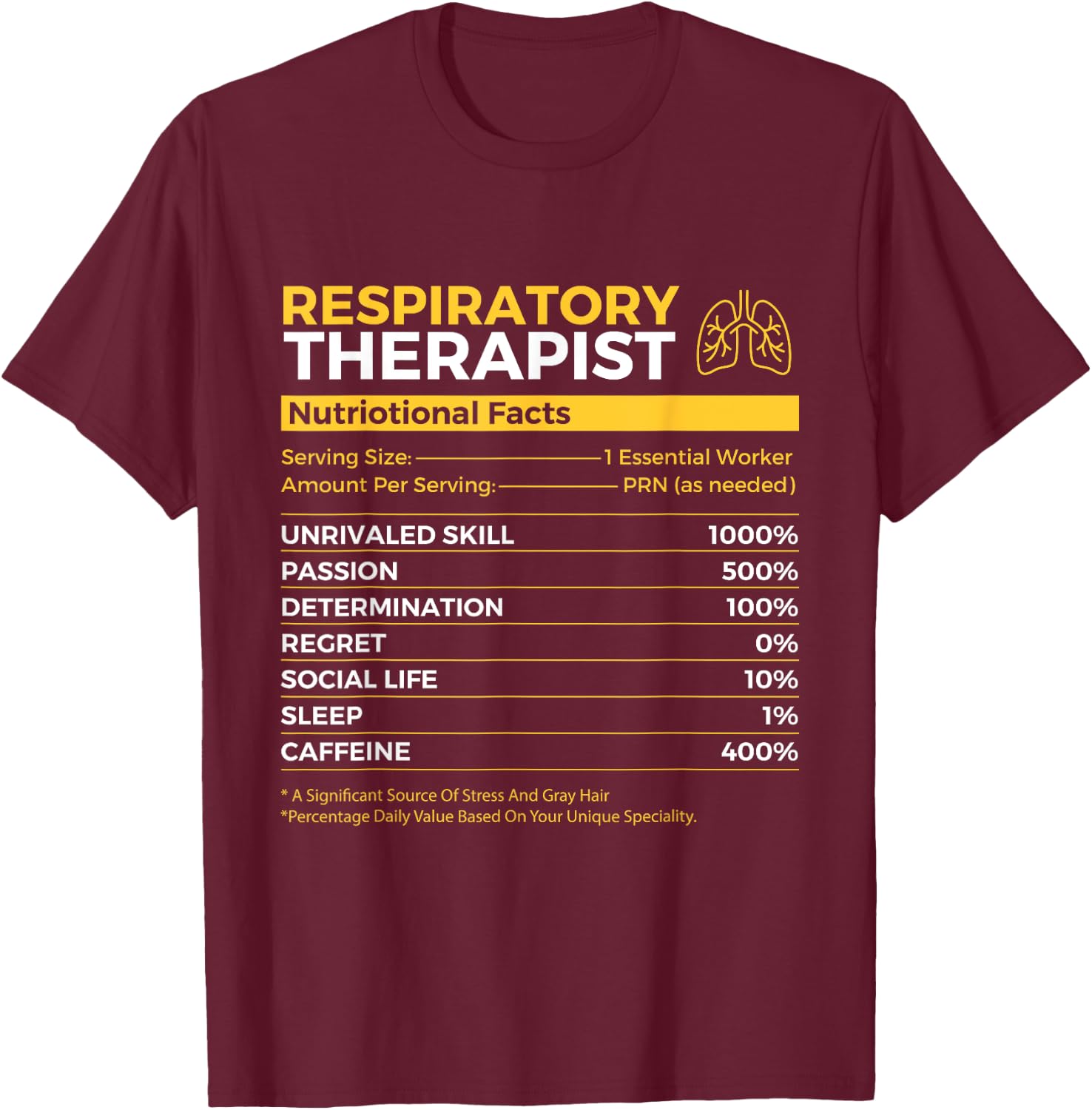 Respiratory Therapist - Lungs Respiratory Therapy T-Shirt - T-Shirt | Maroon