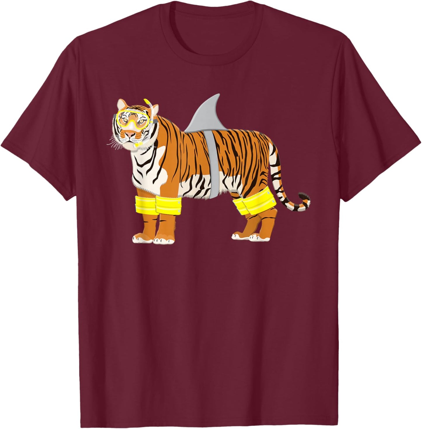 Tiger Shark Tiger Dresses Like Shark Funny Animal Pun T-Shirt - T-Shirt | Maroon