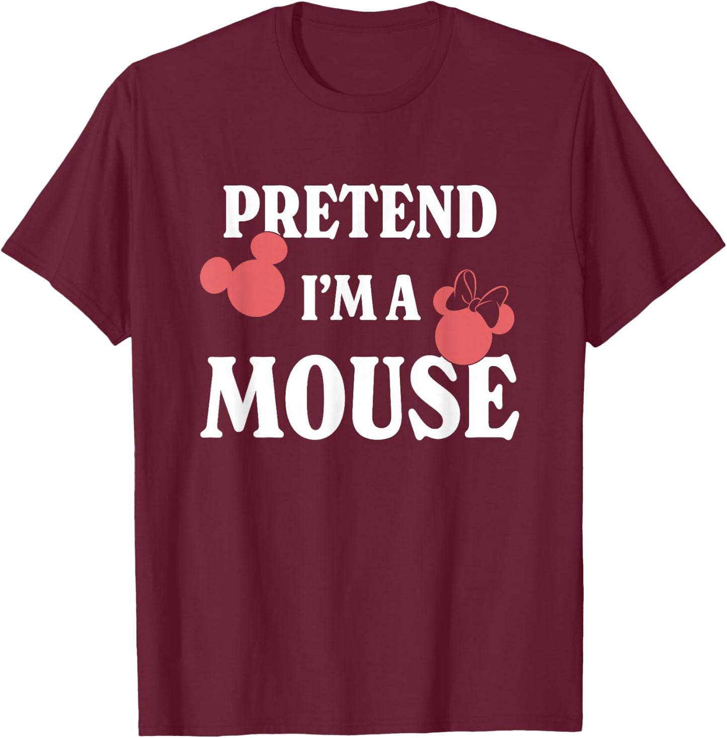Disney Mickey And Friends Pretend I'm A Mouse Chest Logo T-Shirt - T-Shirt | Maroon