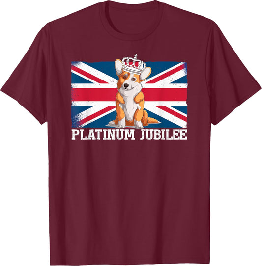 British Queen Monarchy Platinum Jubilee 70th Anniversary T-Shirt - T-Shirt | Maroon