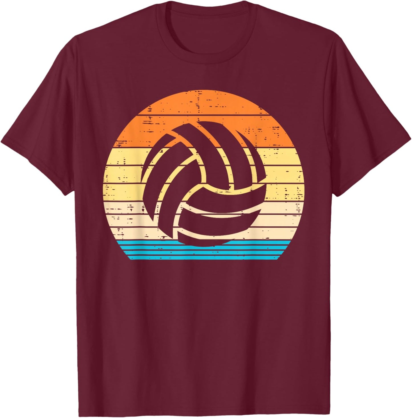 Volleyball Silhouette Retro Coach Player Men Women Kids T-Shirt - T-Shirt | Maroon