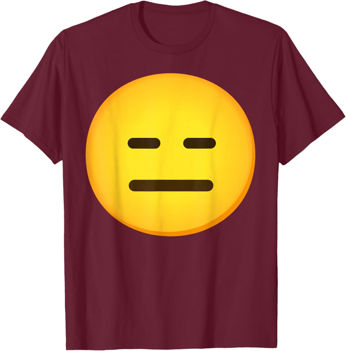 Emoticon Expressionless Face With Straight Mouth Gift T-Shirt - T-Shirt | Maroon