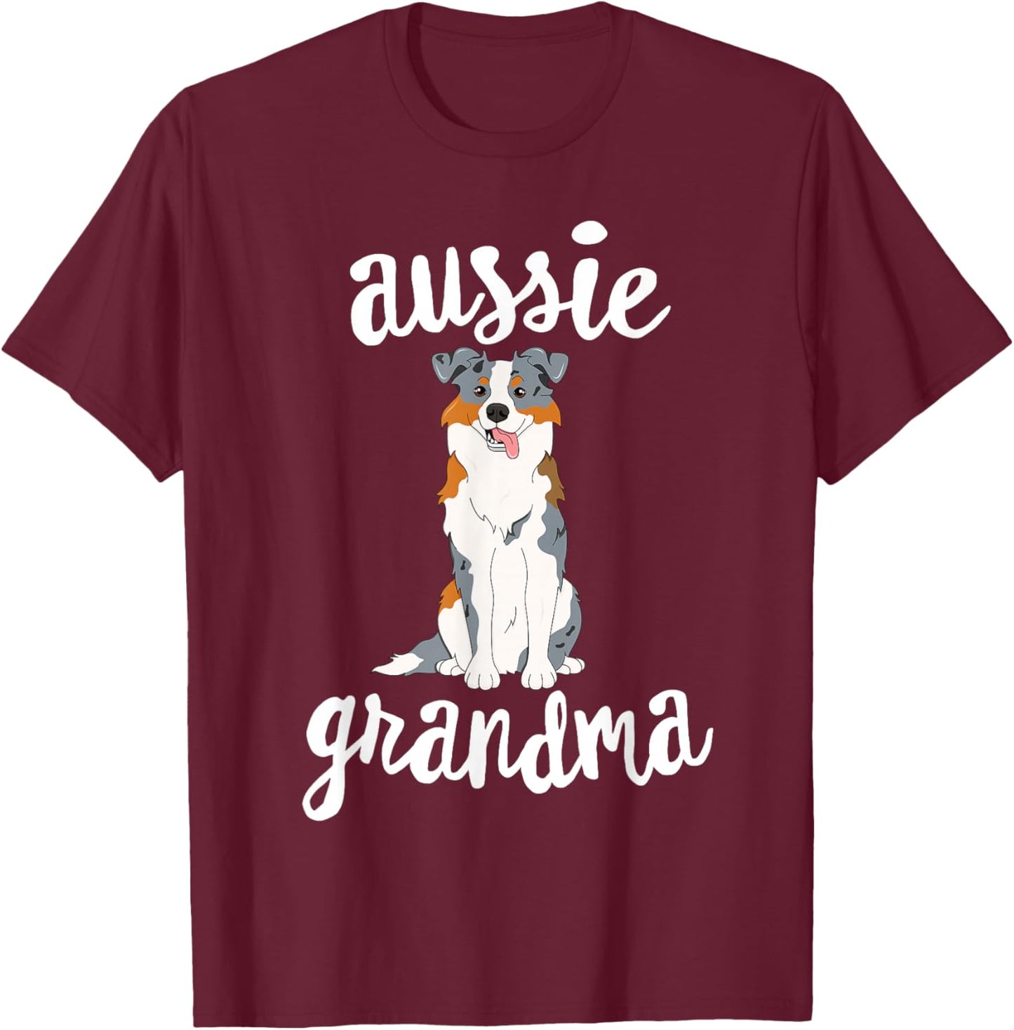 Blue Merle Australian Shepherd Grandma Aussie Dog Grand Maw Women Girls Kids T-Shirt - T-Shirt | Maroon