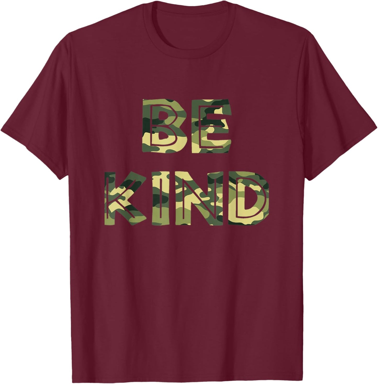 Be Kind Camo Military Anti-bullying T-Shirt - T-Shirt | Maroon