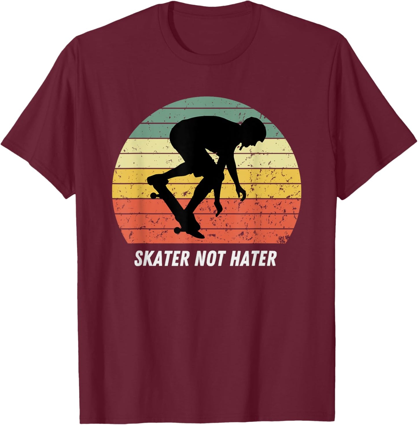 Skate Not Hate Pro Skateboarders Sunset Longboard Skateboard T-Shirt - T-Shirt | Maroon
