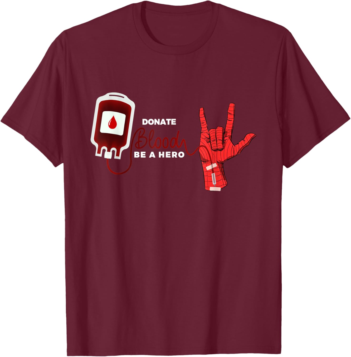 Funny Donate Blood Be A Hero Blood Donor Superhero T-Shirt - T-Shirt | Maroon