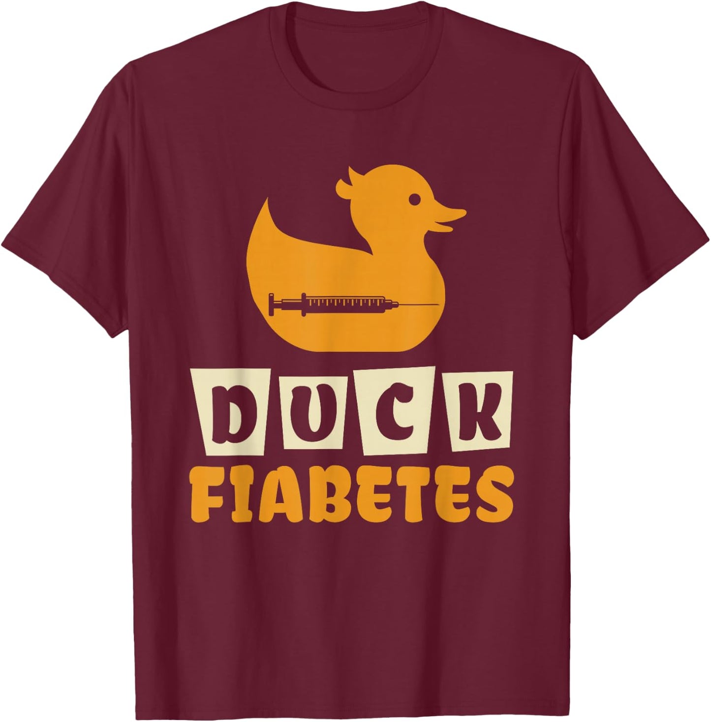 Duck Fiabetes - Diabetes Awareness T1D Duck T-Shirt - T-Shirt | Maroon