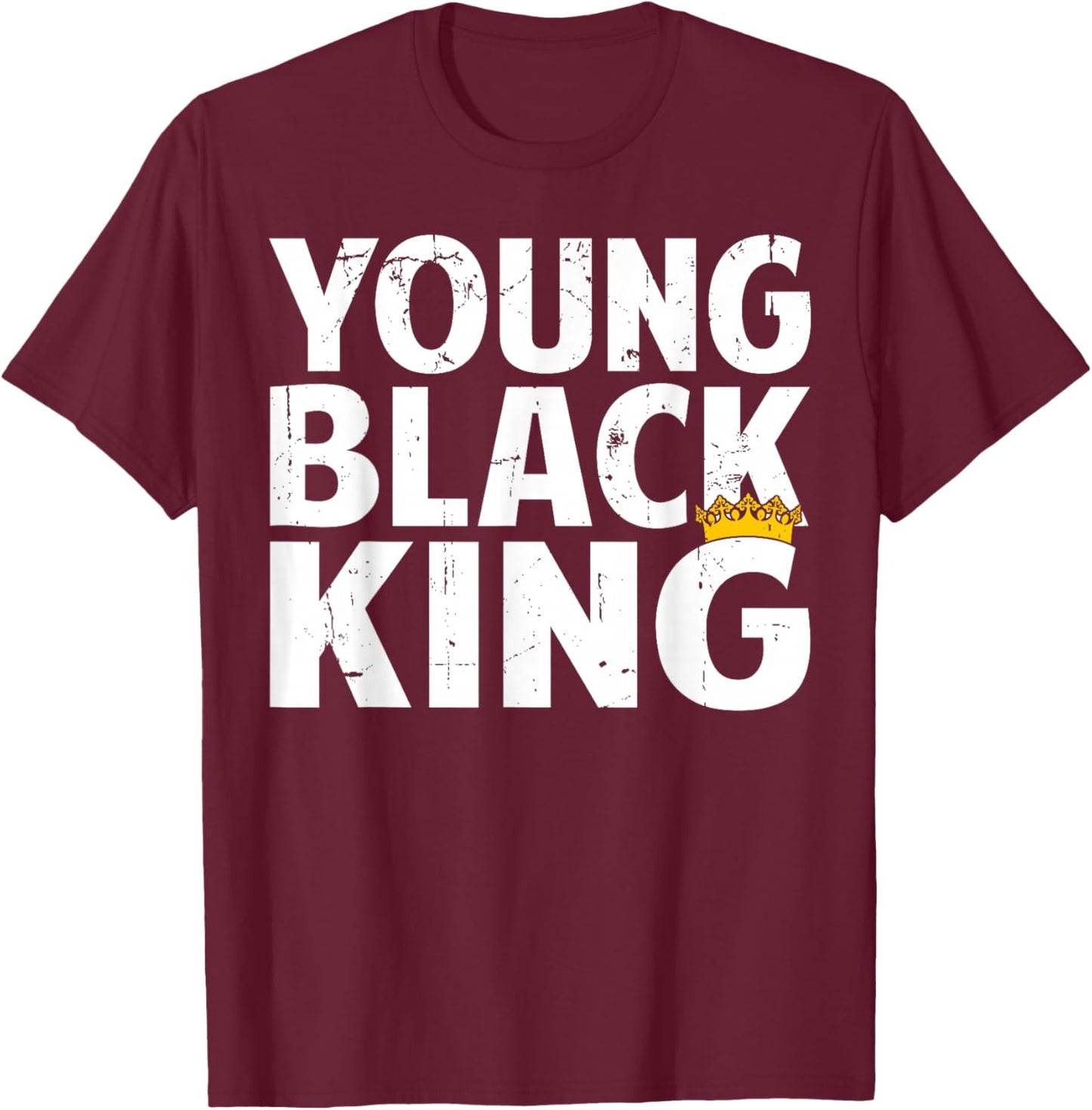 Young Black King - Afro American Black Heritage Afro Boys T-Shirt - T-Shirt | Maroon