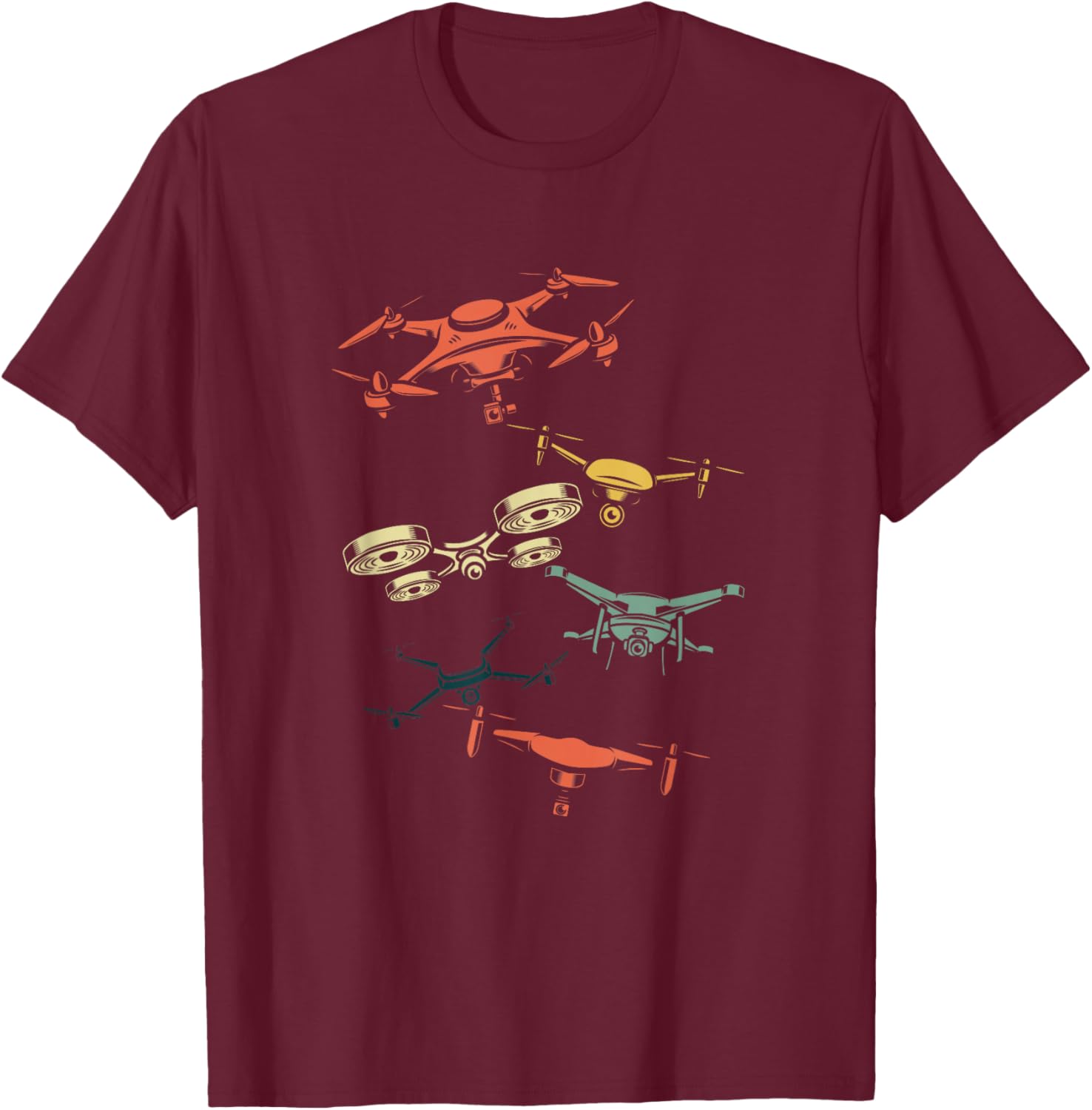 Retro Drone Pilot Vintage FPV Quadcopter Multicopter Flying T-Shirt - T-Shirt | Maroon