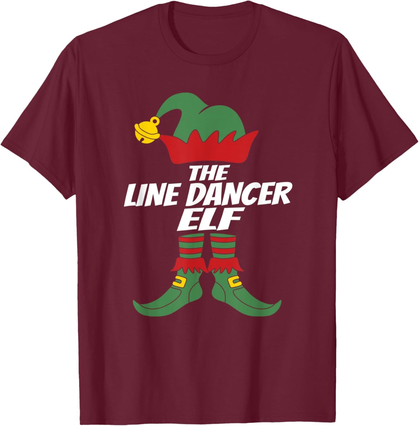 "The Line Dance Elf" Christmas Design Christmas Linedancer T-Shirt - T-Shirt | Maroon