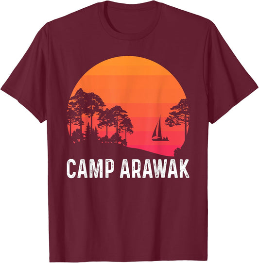 Camp Arawak Retro Summer Camp T-Shirt - T-Shirt | Maroon