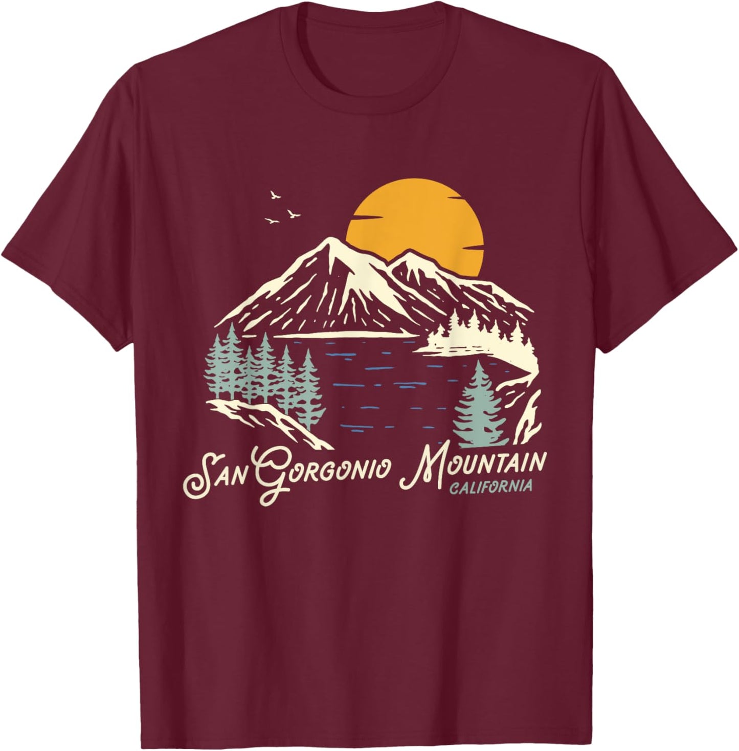 San Gorgonio Mountain Shirt, Hiking & Outdoor California T-Shirt - T-Shirt | Maroon