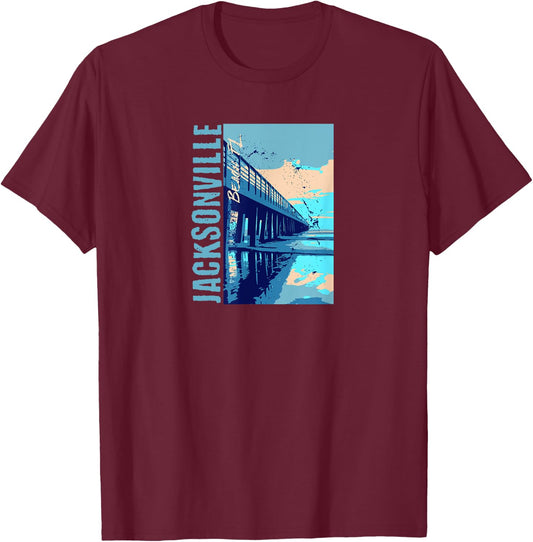 Jacksonville Beach Jax Souvenirs Florida Men Women Kids T-Shirt - T-Shirt | Maroon