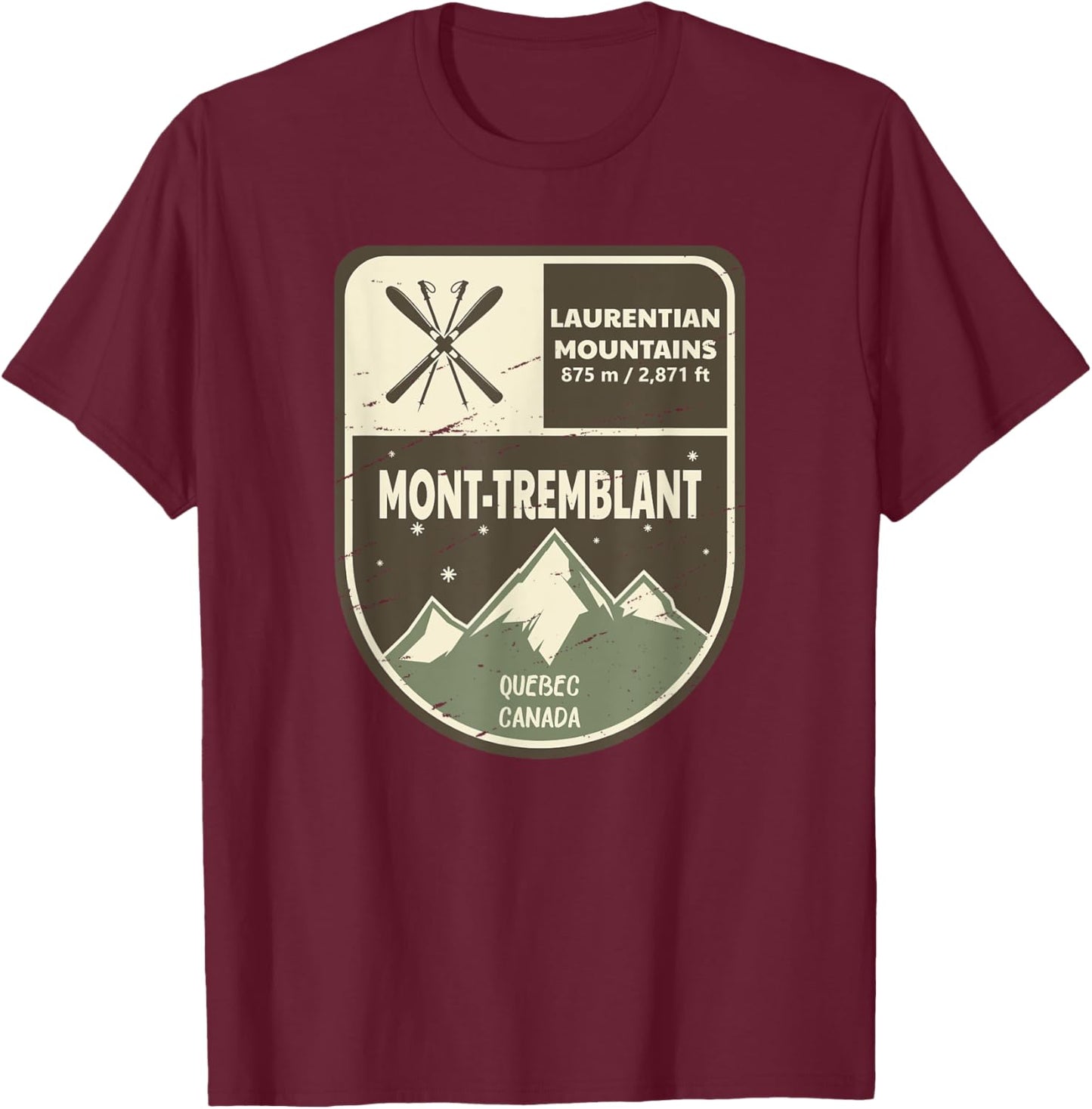 Mont Tremblant Quebec Canada Vintage T-Shirt - T-Shirt | Maroon