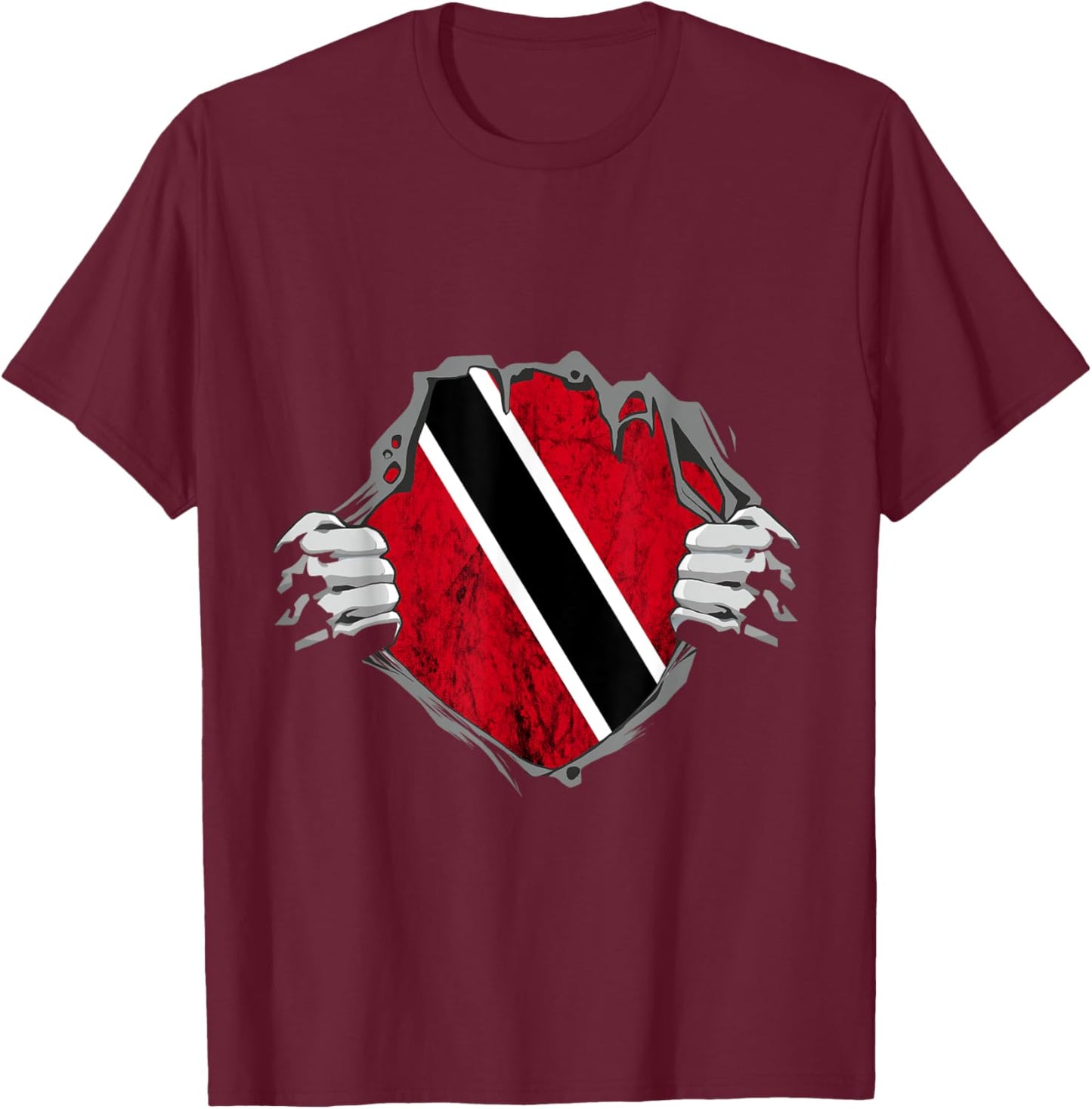 Trinidad And Tobago Trinidadian Chest Pride Flag Roots T-Shirt - T-Shirt | Maroon