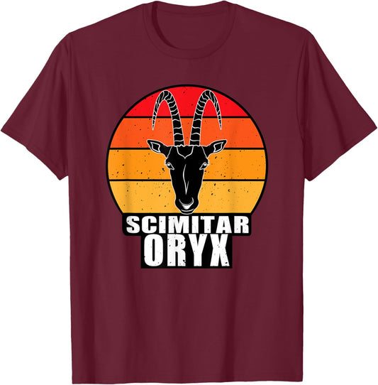 Scimitar Horned Oryx T-Shirt - T-Shirt | Maroon