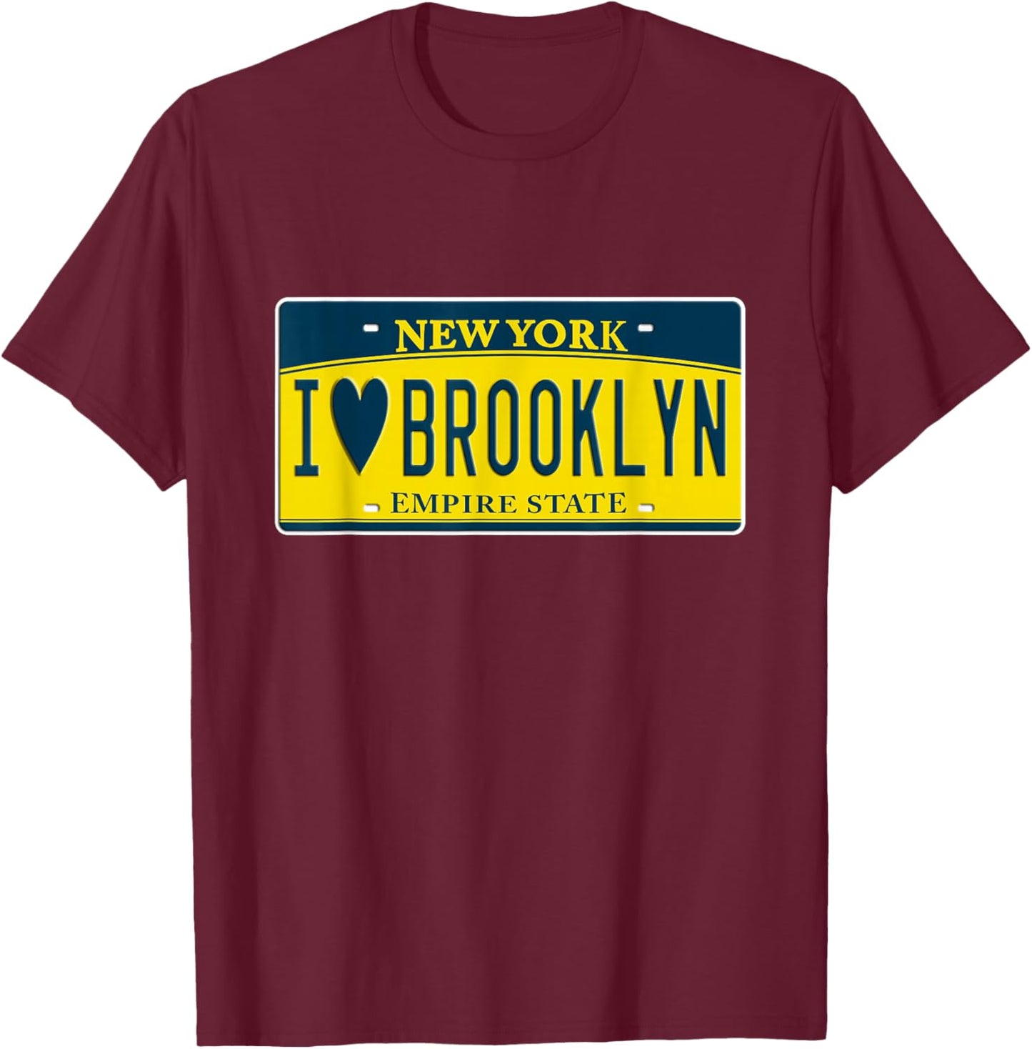 I Love Brooklyn Heart New York City NY USA Home Town T-Shirt - T-Shirt | Maroon