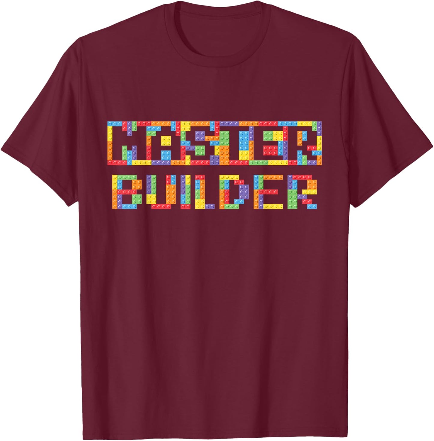Master Builder Funny Building Blocks for Kids and Adults T-Shirt - T-Shirt | Maroon