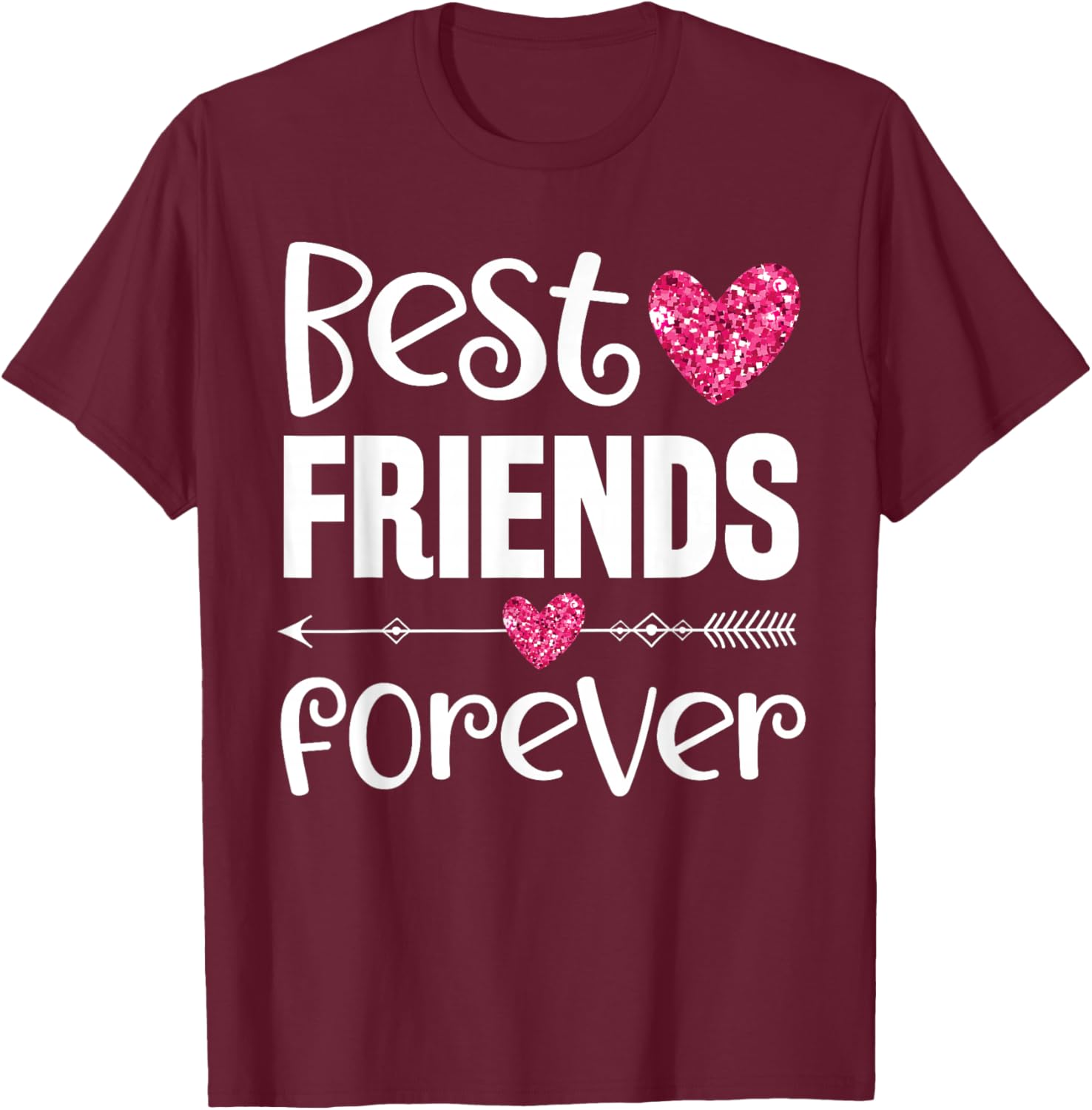 Best friends forever pink heart T-Shirt - T-Shirt | Maroon