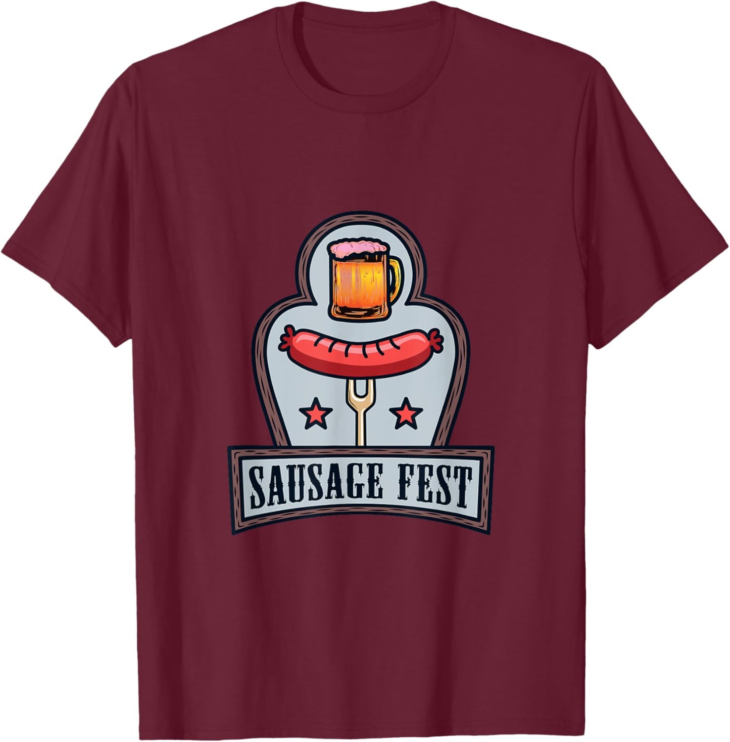Sausage Fest Beer Drinker Hotdog Lover Men Women T-Shirt - T-Shirt | Maroon