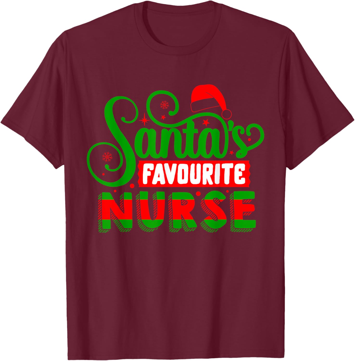 Santas Favourite Nurse | Xmas Christmas T-Shirt - T-Shirt | Maroon