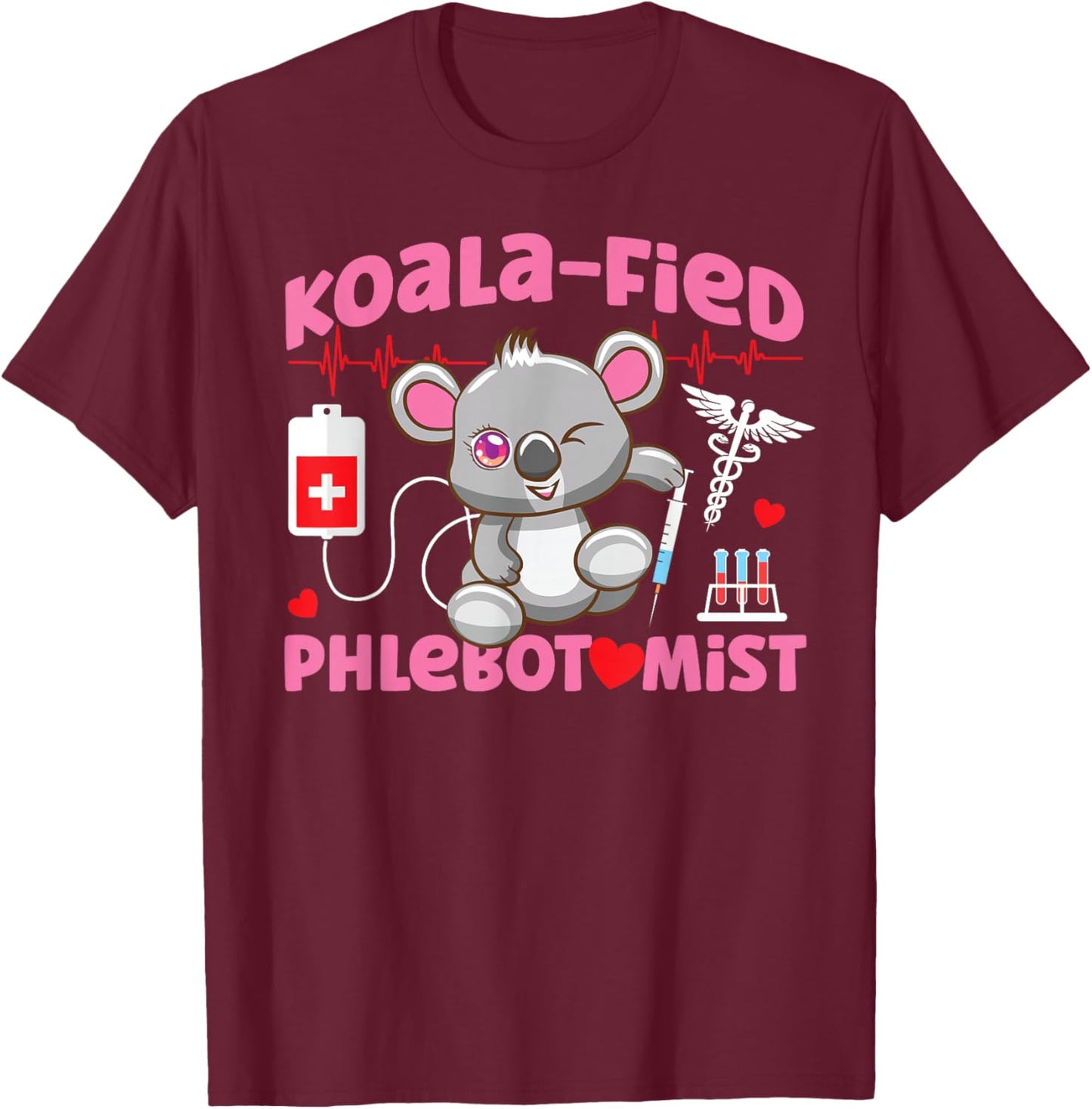 Phlebotomist Tech Technician Koala T-Shirt - T-Shirt | Maroon