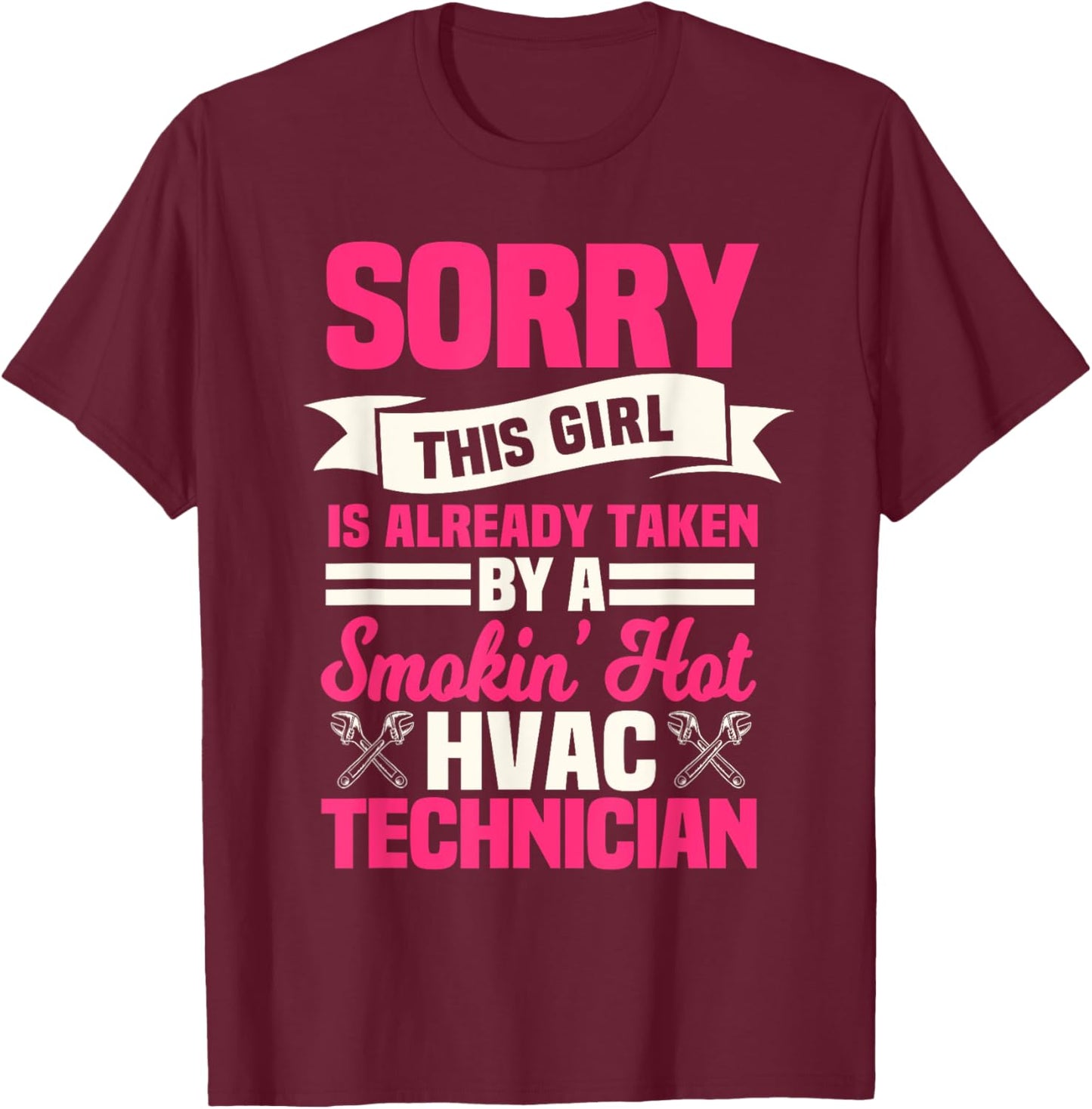HVAC Technician Wife Mechanic Service HVACR Tech Installer T-Shirt - T-Shirt | Maroon