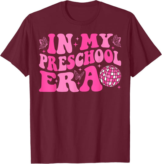 Groovy In My Preschool Era Back To School Teacher T-Shirt - T-Shirt | Maroon