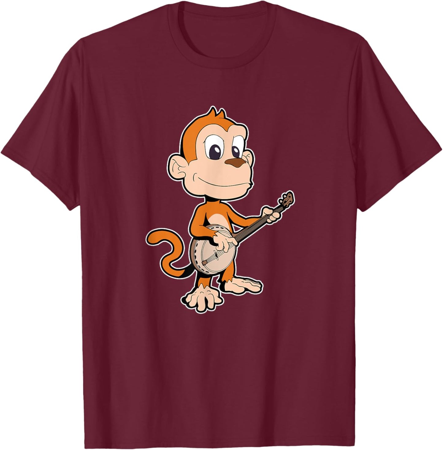 Comic monkey playing banjo T-Shirt - T-Shirt | Maroon