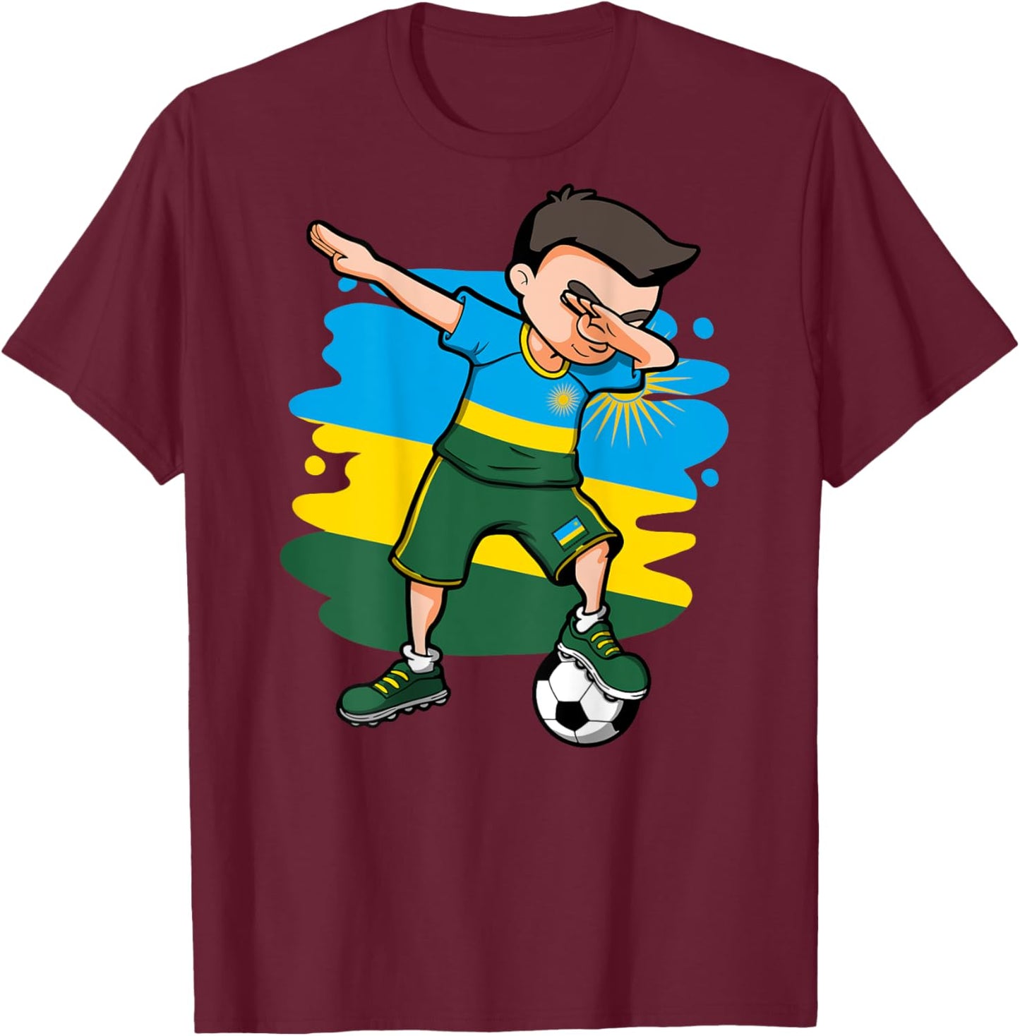 Dabbing Soccer Boy - Rwanda Jersey Rwandan Football Lovers T-Shirt - T-Shirt | Maroon