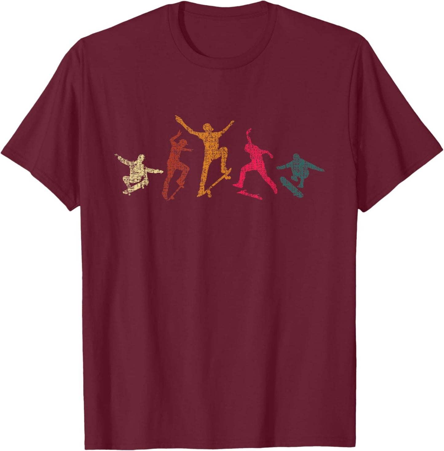 Retro Skateboarder Skateboard Skateboarding Skater T-Shirt - T-Shirt | Maroon