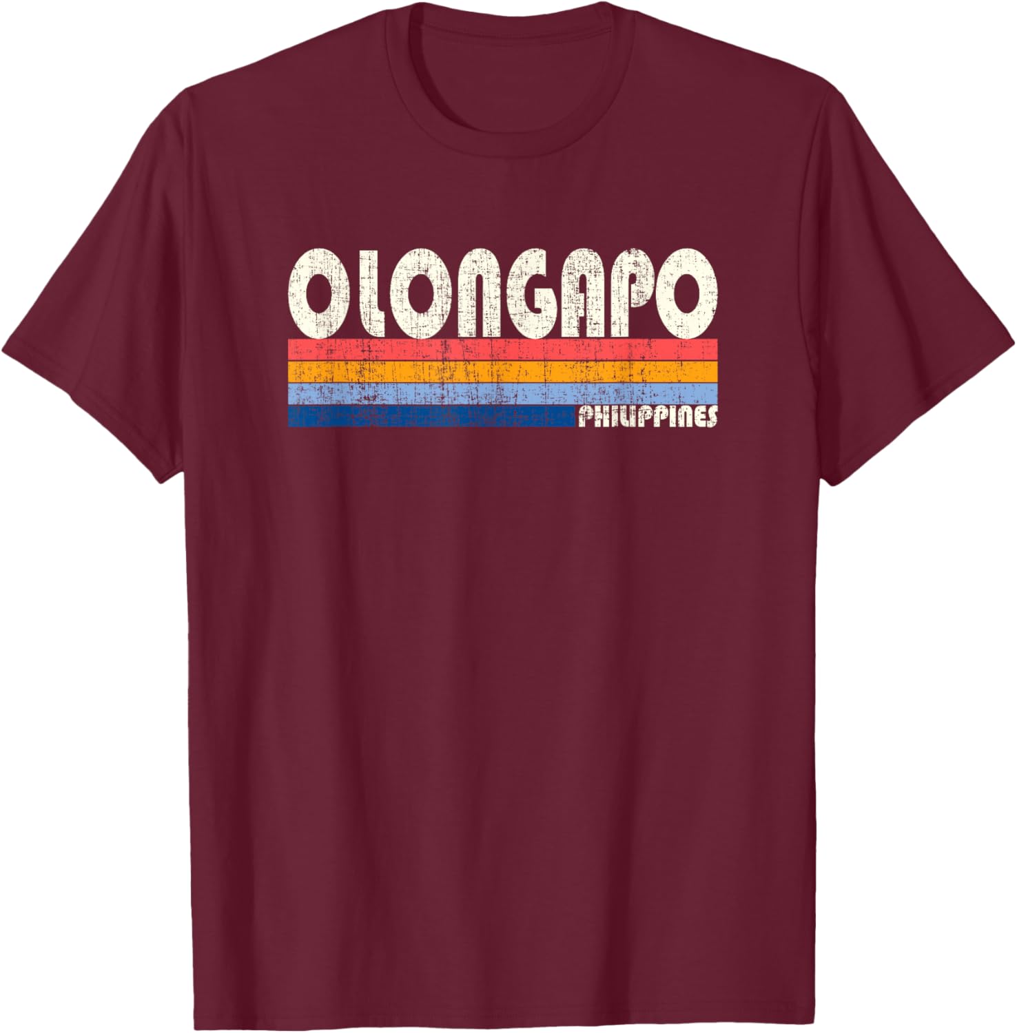 Retro Vintage 70s 80s Style Olongapo, Philippines T-Shirt - T-Shirt | Maroon
