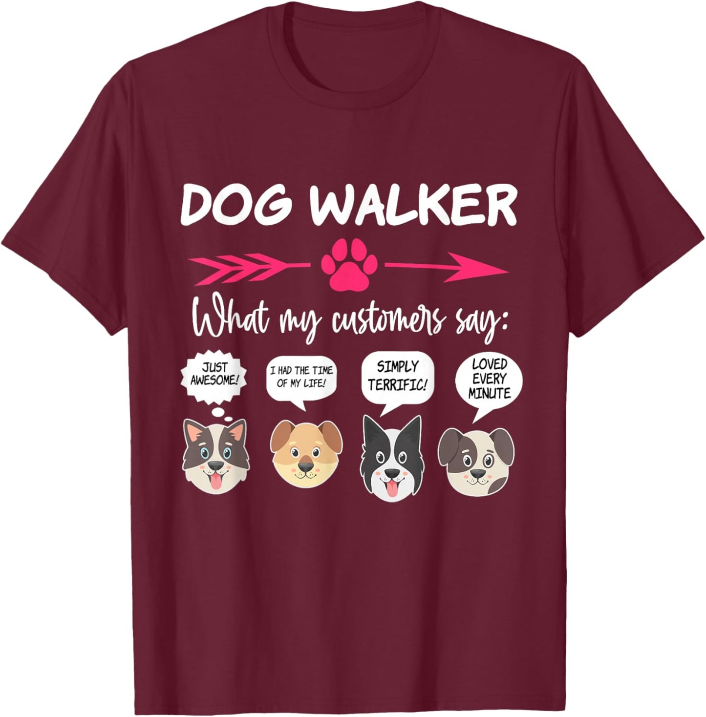 Hilarious Dog Walker Gifts Pups Funny Dog Walking Pet Sitter Men Women Girls Kids T-Shirt - T-Shirt | Maroon