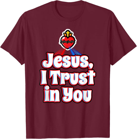 Divine Mercy for Kids Jesus I Trust in You Sacred Heart Cute T-Shirt - T-Shirt | Maroon
