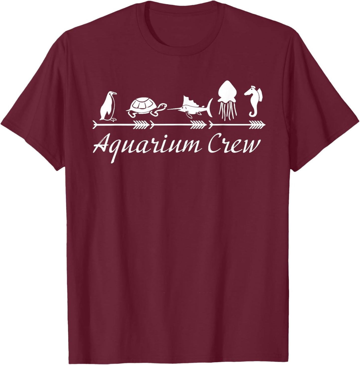 Aquarium Crew Fish Beach Lover Turtle Penguin T-Shirt - T-Shirt | Maroon