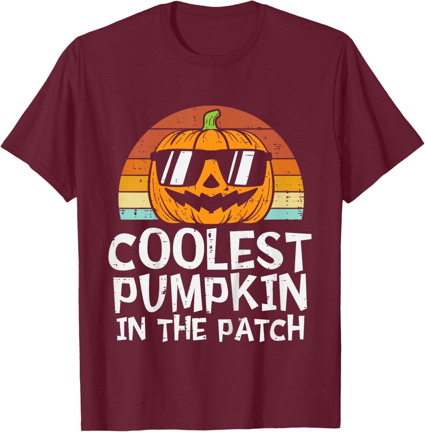 Kids Coolest Pumpkin In The Patch Toddler Boys Halloween Kids T-Shirt - T-Shirt | Maroon