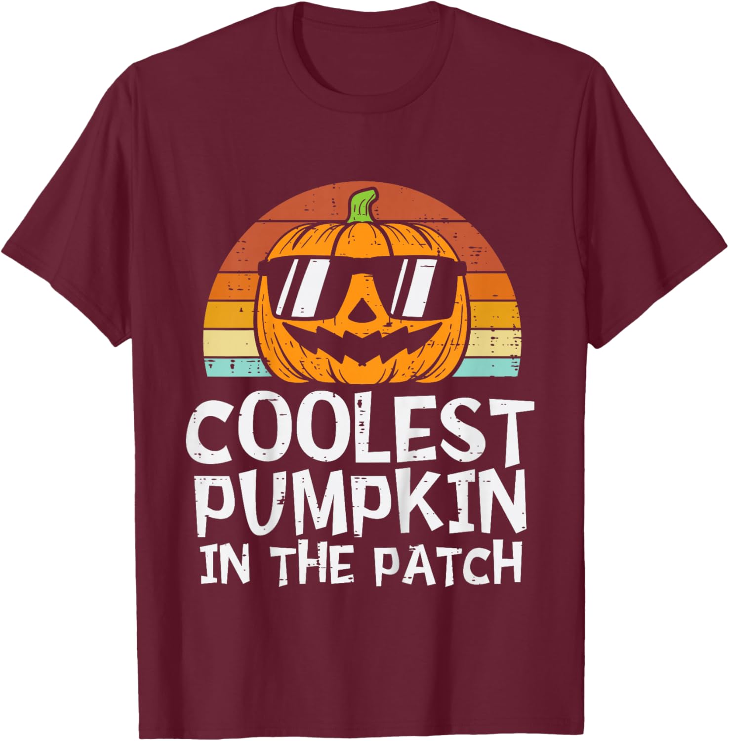 Kids Coolest Pumpkin In The Patch Toddler Boys Halloween Kids T-Shirt - T-Shirt | Maroon