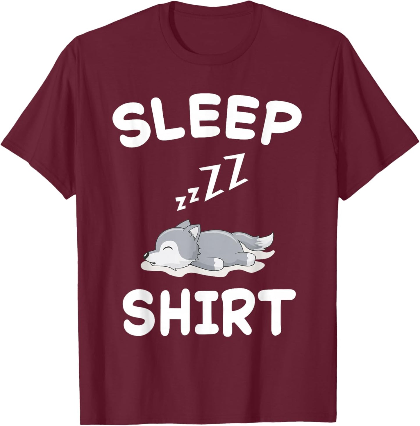 Wolf Nap Sleeping Pajama Nightgown T-Shirt - T-Shirt | Maroon