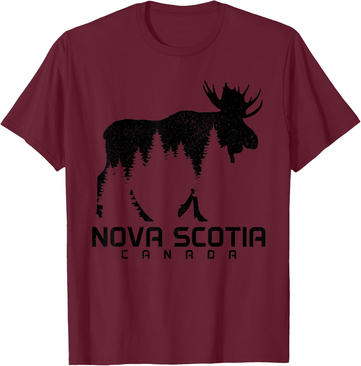 Nova Scotia Canada Vintage Moose Souvenir T-Shirt - T-Shirt | Maroon