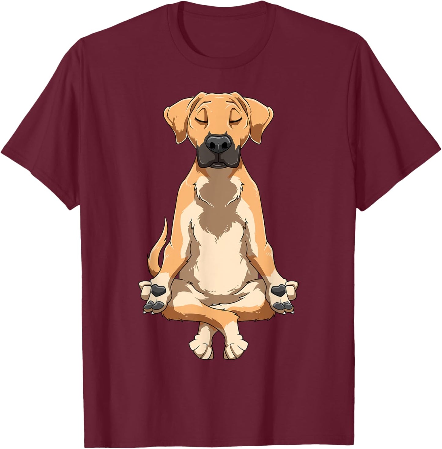 Black Mouth Cur Dog Yoga Funny Meditating Cur Dog Yoga T-Shirt - T-Shirt | Maroon