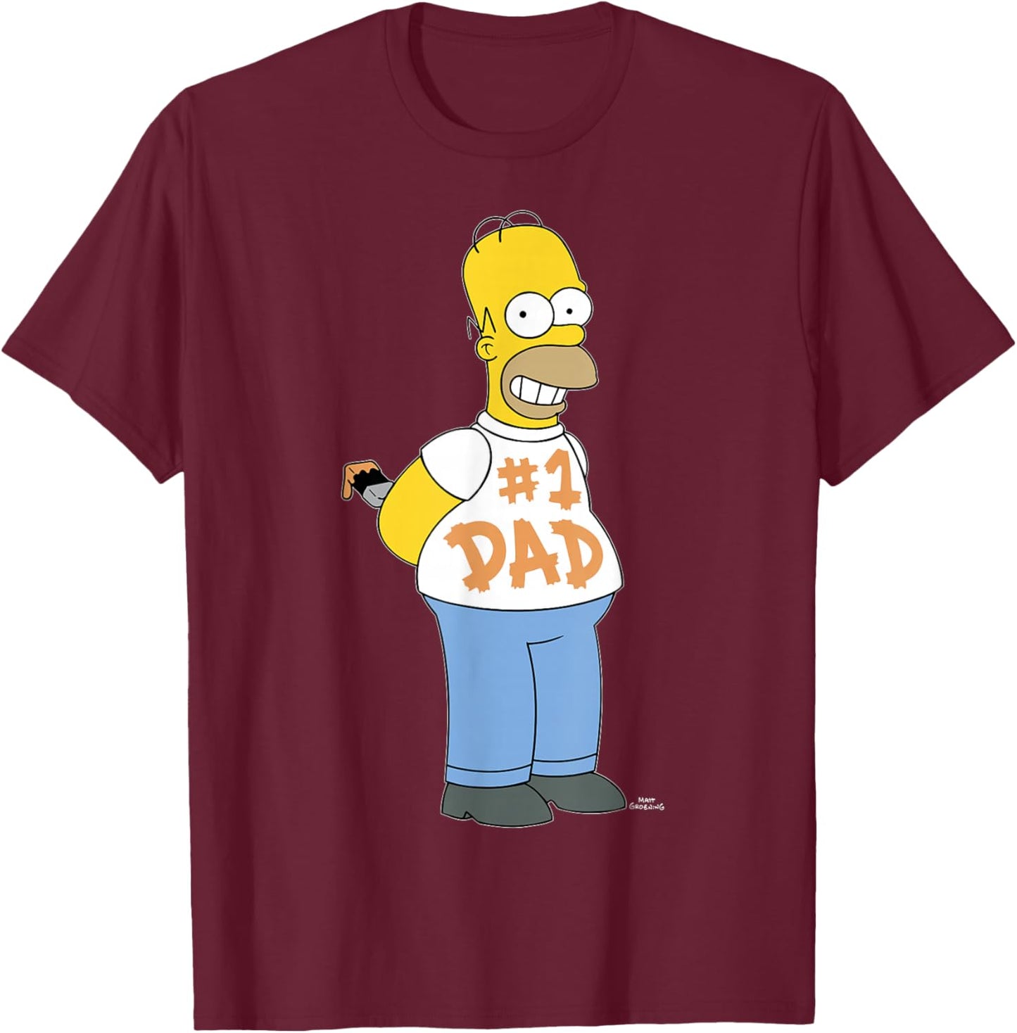 The Simpsons Homer Number 1 Dad Father's Day V2 T-Shirt - T-Shirt | Maroon