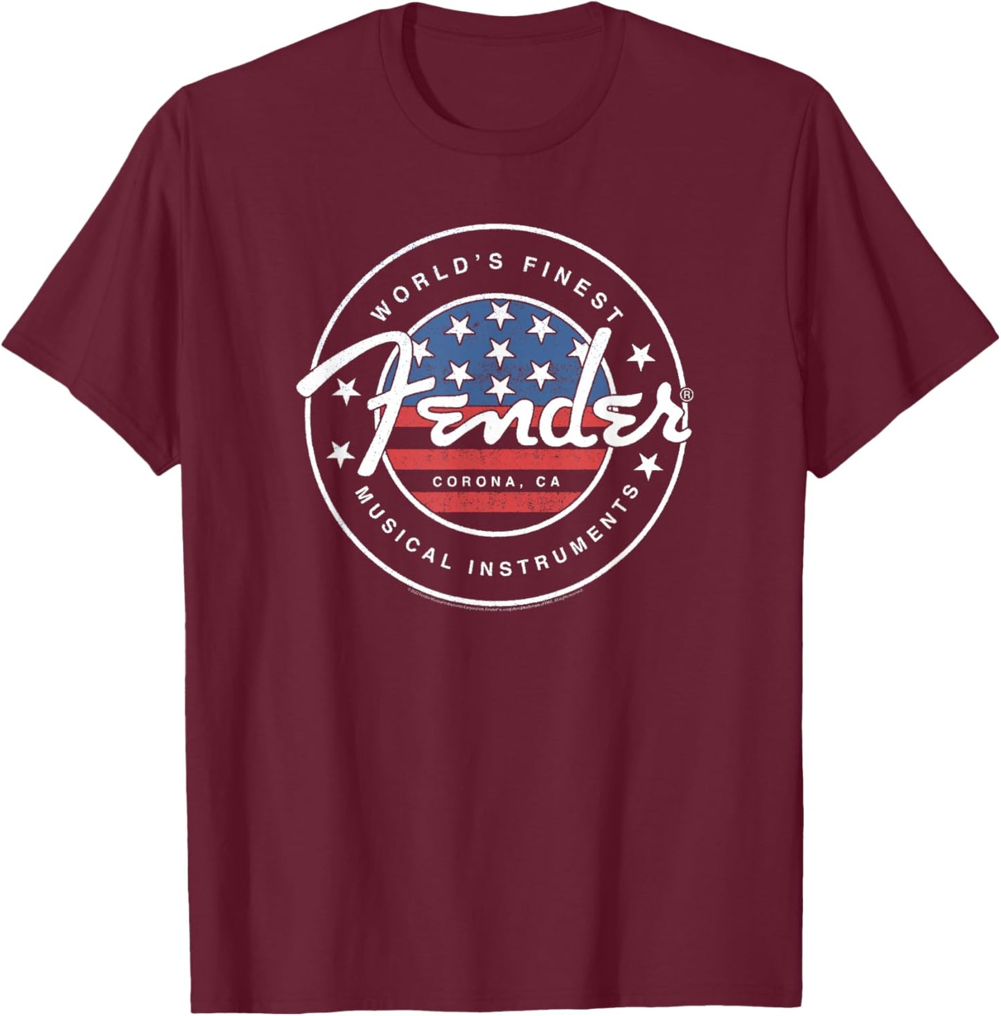 Fender American Flag Circle Stamp Logo T-Shirt - T-Shirt | Maroon