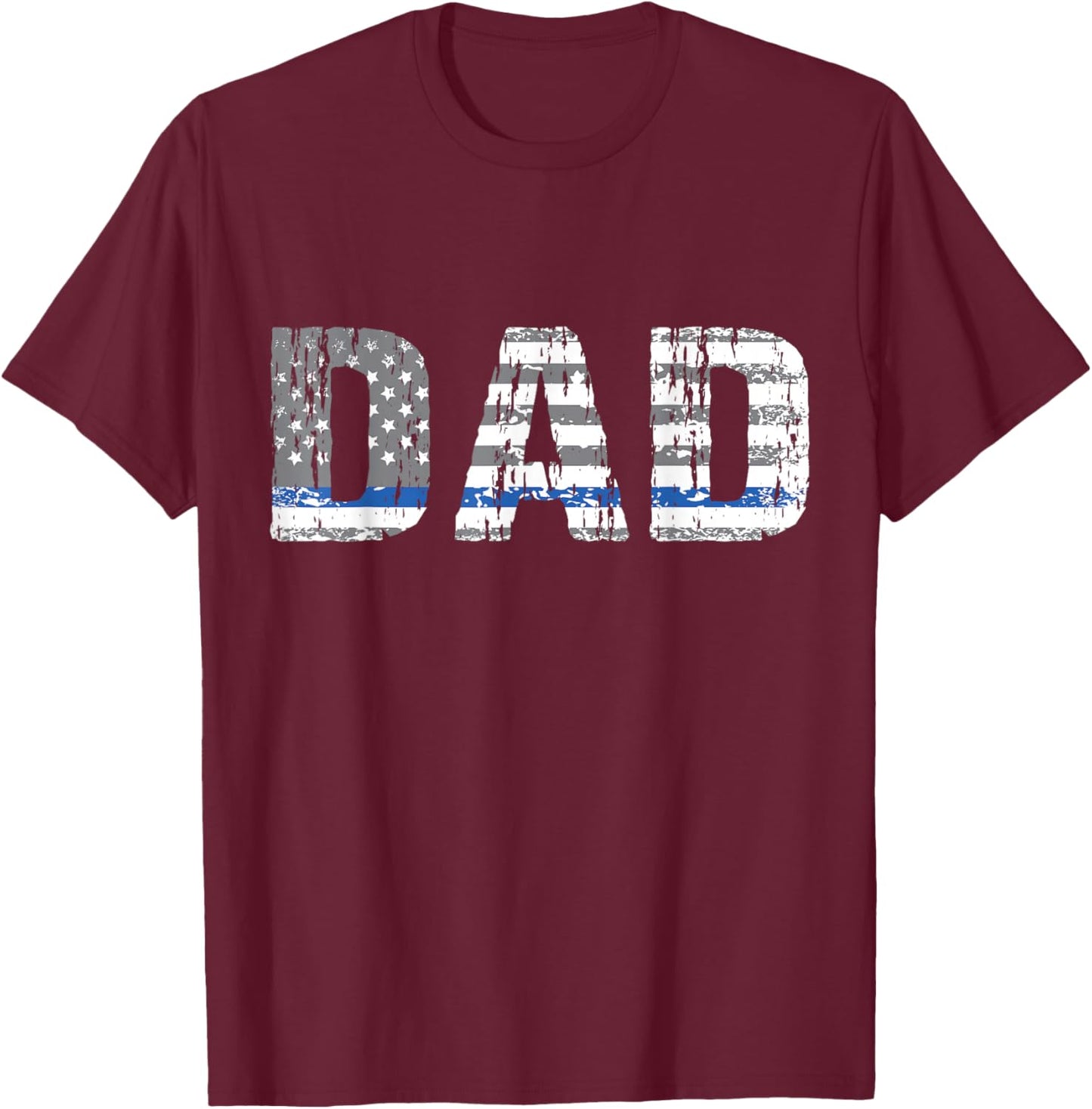Thin Blue Line Police Dad Police Officer Supporter Father T-Shirt - T-Shirt | Maroon