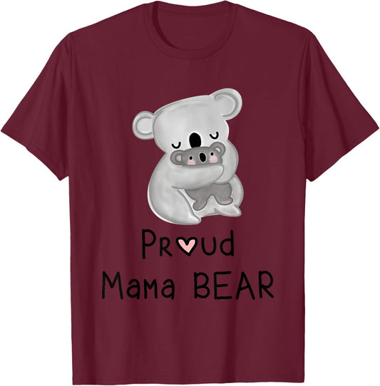 Cute Koala Mama Bear and Baby, Mothers Day Gifts T-Shirt - T-Shirt | Maroon