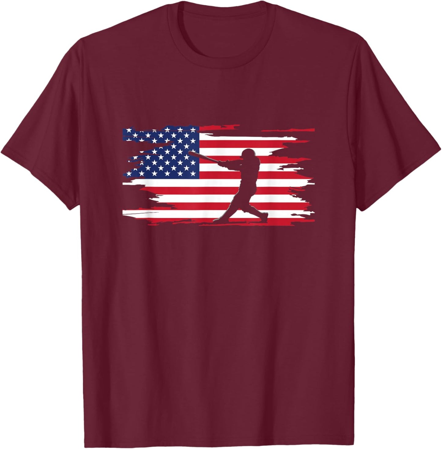 American Flag Baseball Apparel - Baseball T-Shirt - T-Shirt | Maroon